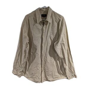 Eddie Bauer Mens Button-Up Shirt Plaid Yellow Travel Casual XL Tall 100% Cotton